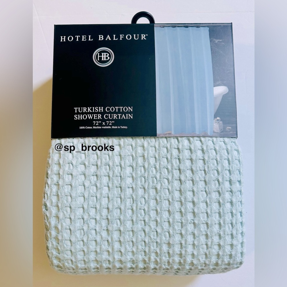 🎁Hotel Balfour Shower Curtain - Cotton -72”x72”- Ocean Blue -Waffle Pattern